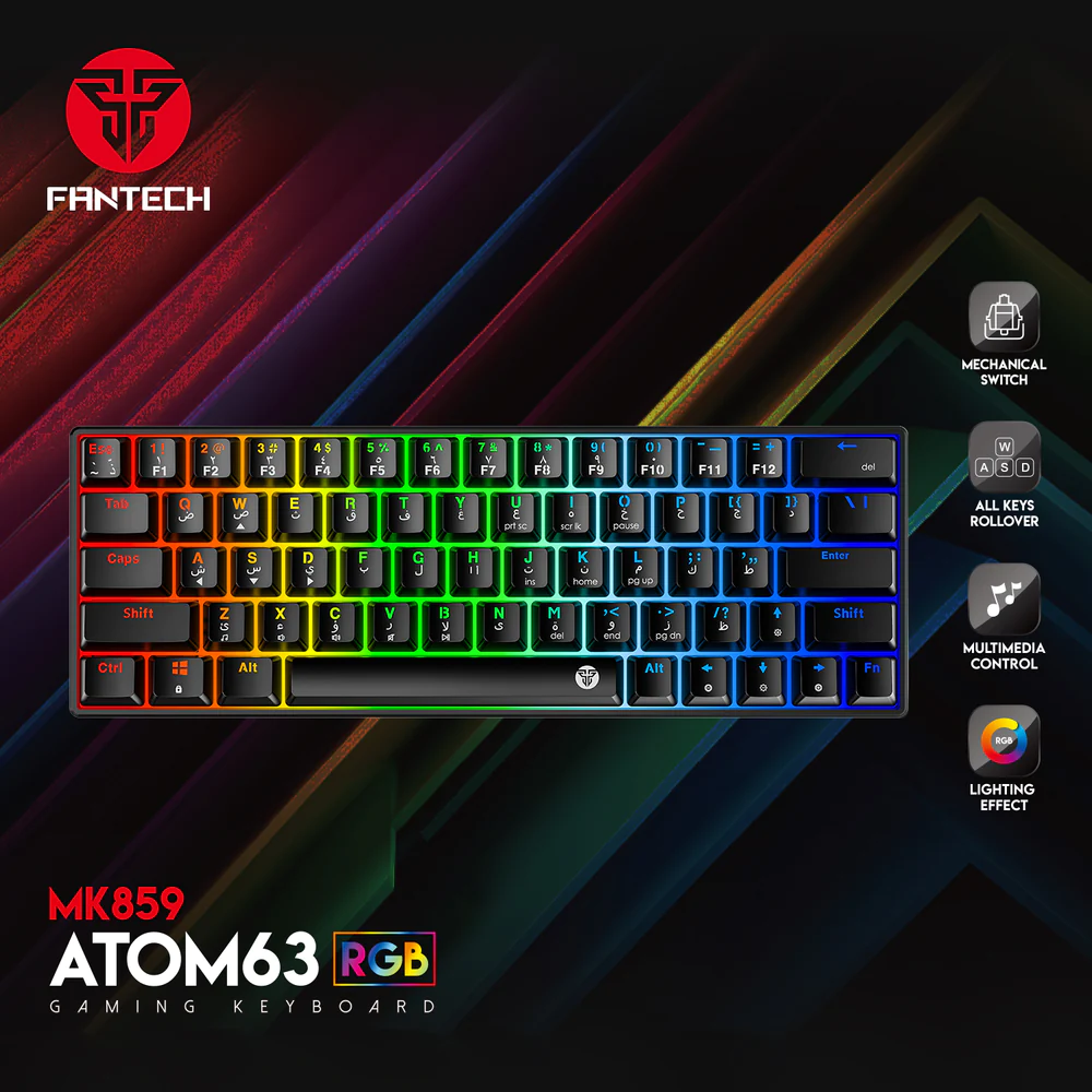 Fantech Atom63 MK859 (Arabic/English) Mechanical Gaming Keyboard Fantech Atom63 MK859 (Arabic/English) Mechanical Gaming Keyboard